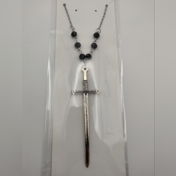 Silver Sword and Beads - Necklace - Picture 5 of 8